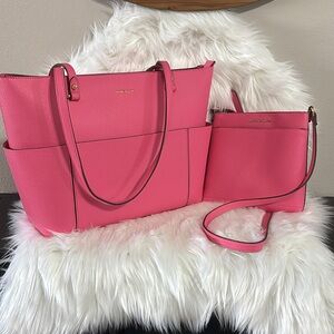 Anne Klein Pink Cyclamen 2 Piece Tote with Crossbody